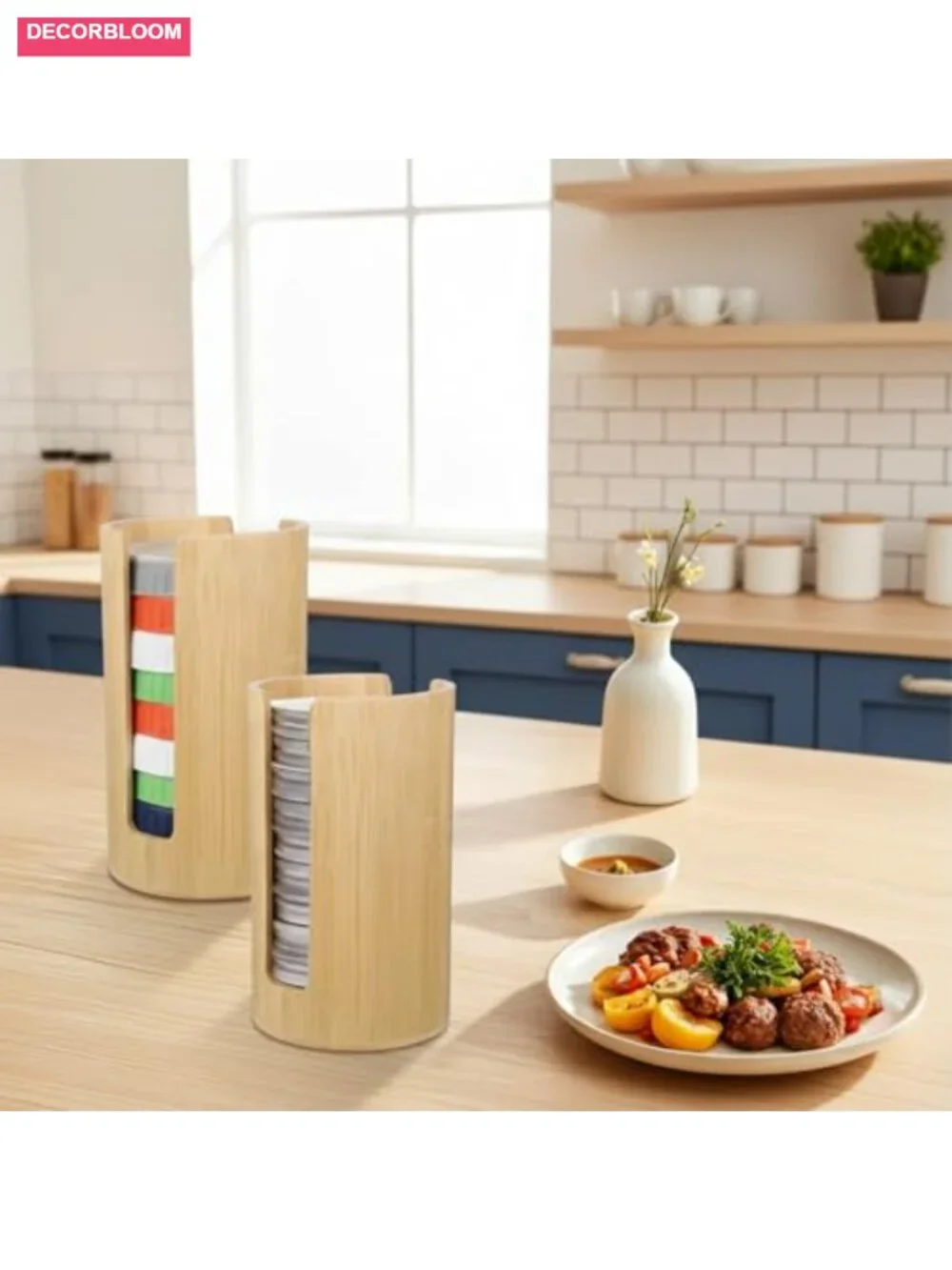 Bamboo Mason Jar Lid Organizer Set of 2 Vertical Storage Holder Kitchen